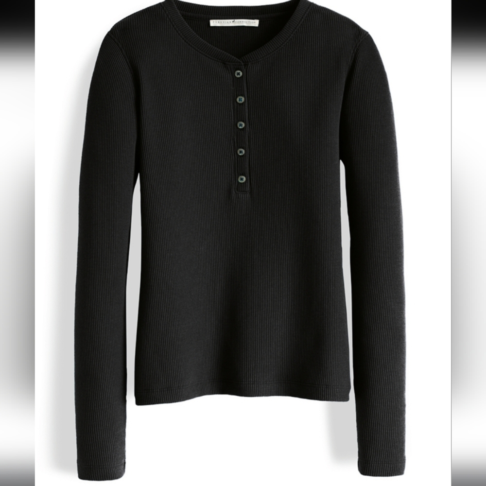 ^ Peruvian Connection Waffle Knit Henley size Large